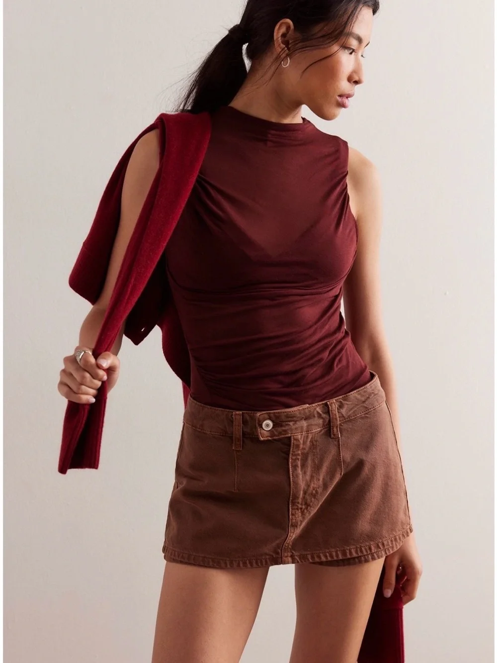 NWOT- We the Free - Gallivanting Peekaboo Skort- Size 27 - Chocolate Mousse